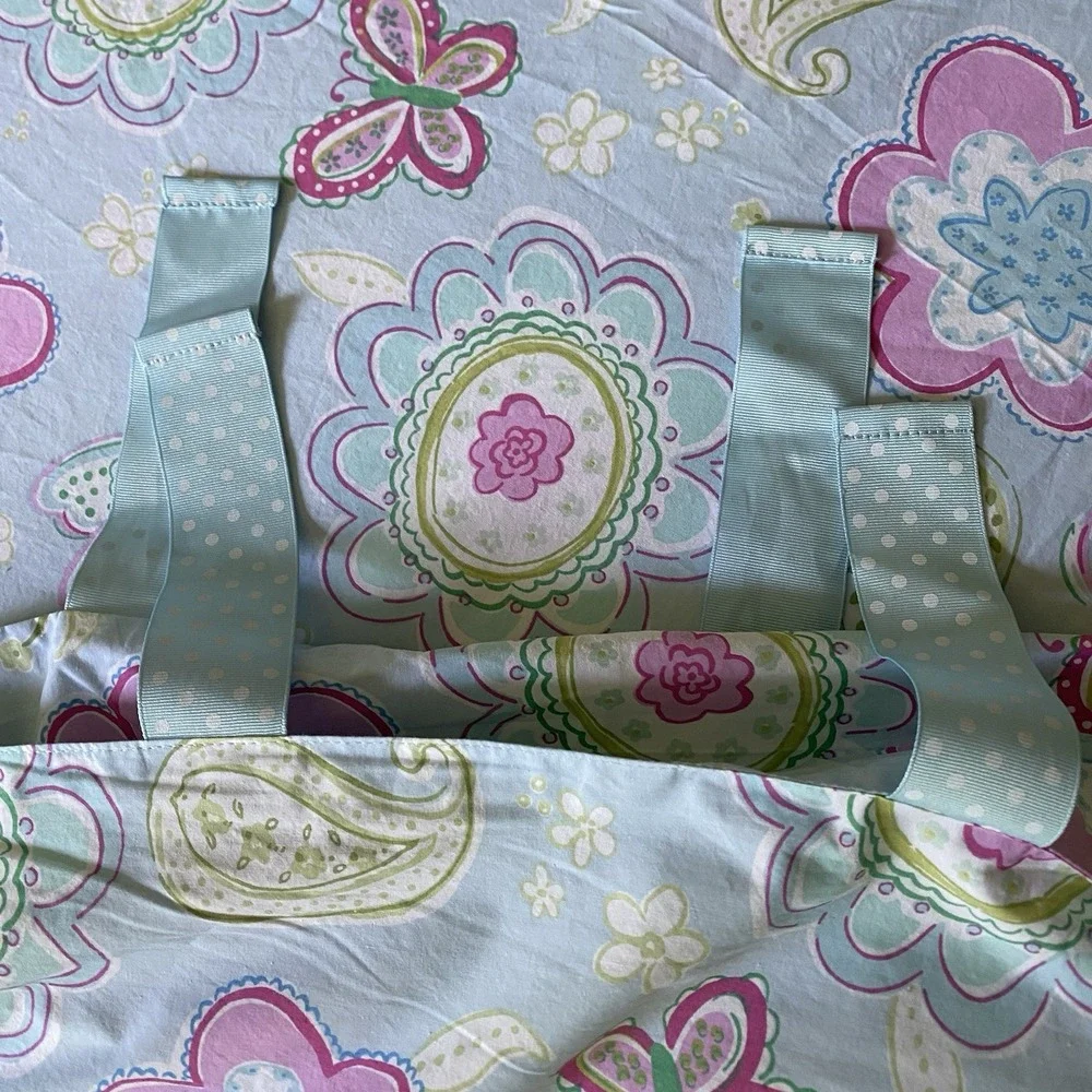 Pottery Barn Kids Duvet Cover Queen 90x88 Floral Butterflies Multicolor Romantic